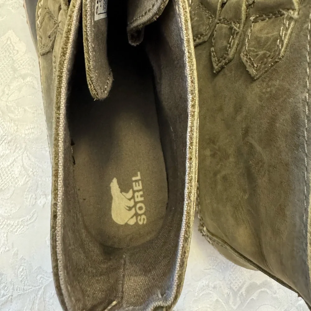 Sorel Out N‎ About Leather Casual Duck Boot Sage Black  Women’s 10 Waterproof